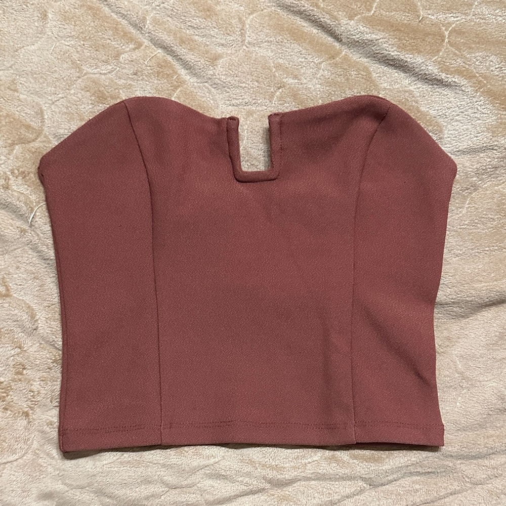 ABERCROMBIE Strapless Top in Rust Brown